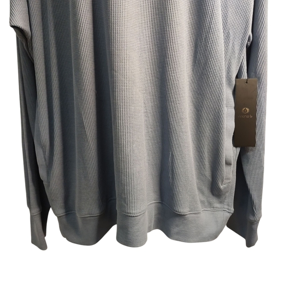 Mono b Blouse Women's Gray Waffle Pullover Stretch Comfy Crewneck Top Sz L NWT - Picture 4 of 9